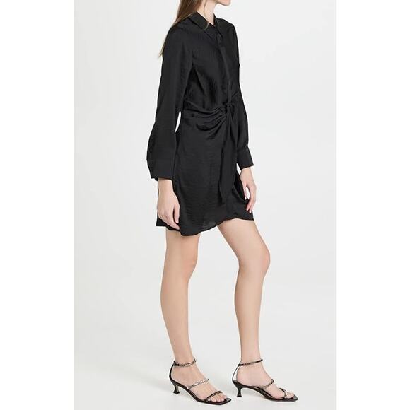 BB Dakota Black Tie, size XSmall, Curious Ruched Mini Shirt Dress ~ RETAIL $99 - Picture 4 of 7